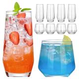 ZMOWIPDL 8-Piece Drinking Glasses, 13 & 18 oz