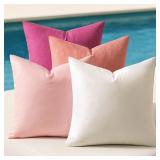 MIULEE 4-Pack Linen Pillow Covers 18x18 Pink