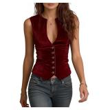 XS BPURB Velvet Vest for Women V-Neck Cropped