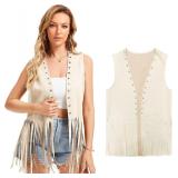 Women's Fringe Vest 60s Hippie Vest Sleeveless