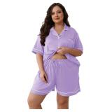 4XL - Plus Size Pajama Set Button-Down Shorts