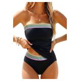 SzXL Daci Bandeau Tankini - Ruched Set