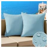 MIULEE 2-Pack Outdoor Pillow Covers 18x18 Blue
