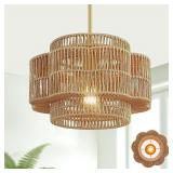 Boho 13' Rattan Chandelier - 1-Light