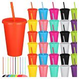 Remerry 80 Pcs Cups with Lids & Straws 16 oz