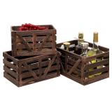 Nested Wooden Storage Crates Set of 3 (L,M,S)