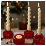 Kate Aspen Red Ribbed Taper Holders (Set of 4)