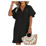 (M)Womens Swimsuit Coverup Short Sleeve Dress