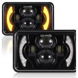 2PCS 120W 4x6 LED Headlights, DRL/Hi-Lo