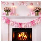 8ft 1 String of 10 Pink Bow Garland Banners