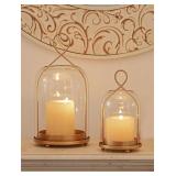NUPTIO Glass Lanterns   Gold Holders (2)