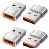 USB-C to USB Adapter 4 Pack, 200W/10A, USB2.0
