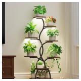 EVAWOO 8-Tier Plant Stand w/ Grow Light