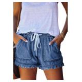 XL Womens Lightweight Drawstring Jean Shorts