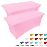 IVAPUPU 2 Pack 6ft Table Cover Spandex Pink