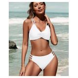 (L) Zilcremo Two-Piece Bikini Hollow Out Suit