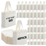 Sanwuta 48-Pack Mini Canvas Tote 8x4x10 Beige