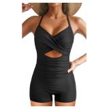 SzM Talisea Women's One-Piece Swimsuit with Shorts