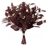 dallisten 20' Silk Eucalyptus Stems, Burgundy