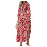 PrettyGarden Floral Maxi Dress V-Neck
