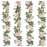 TELDRASSIL 4Pcs 26ft Artificial Rose Vine Pink
