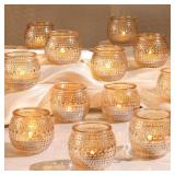 Gold Votive Candle Holders - Polka Dot