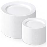 FLOWERCAT 200PCS White Plastic Plates, 10'/7'