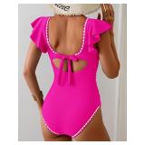 (S)Aidonger Women's One-Piece Ruffle Swimsuit