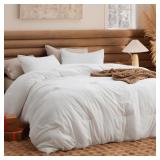 Bedsure Queen Comforter Set, White, 3 Pieces