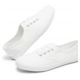 TUOPIN Women SZ8 White Canvas Low-Top Sneakers
