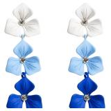Boho Flower Drop Earrings - White/Blue