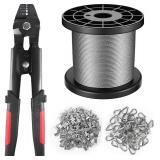 Wire Rope Crimping Tool Kit, 328FT Cable