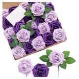 Lings Moment 25Pcs Purple Roses Flowers