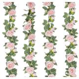 TELDRASSIL 4Pcs 26ft Artificial Rose Vine Pink