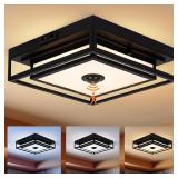 LED Motion Sensor Outdoor Ceiling Light, Black