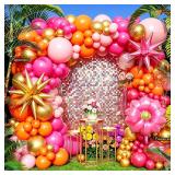 154Pcs Pink & Orange Balloon Arch Kit