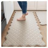 Arenarug Scalloped Kitchen Mats, 2PCS, Khaki