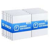 SUIN 12-Pack 1' Ring Binders, White, 200-Sheet
