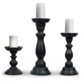 Mela Artisans Mango Wood Pillar Holders (3)