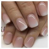 Nail Press Ons Short Square French Ombre Nails