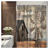 Western Barn Windmill Shower Curtain Set
