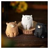 Lineshading Mini Wooden Bear Figurines
