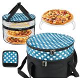 Pie Carrier Round Insulated Lid, Blue Dot