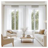 MIULEE White Sheer Curtains 42x84, 4 Panels