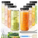 8 Pack 16oz Glass Juice Bottles with Lids