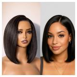 GORGIUS Black Bob Lace Front Wig, 12' Pre-Cut