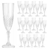 24 Pcs Plastic Champagne Flutes, White Glasses