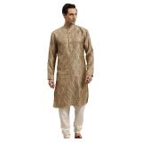 Large Sojanya Men's Cotton Linen Blue Kurta