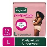 Depend Postpartum Underwear, Max Absorb, Large