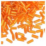 uxcell Glass Bugle Beads 4x1.7mm (Orange)